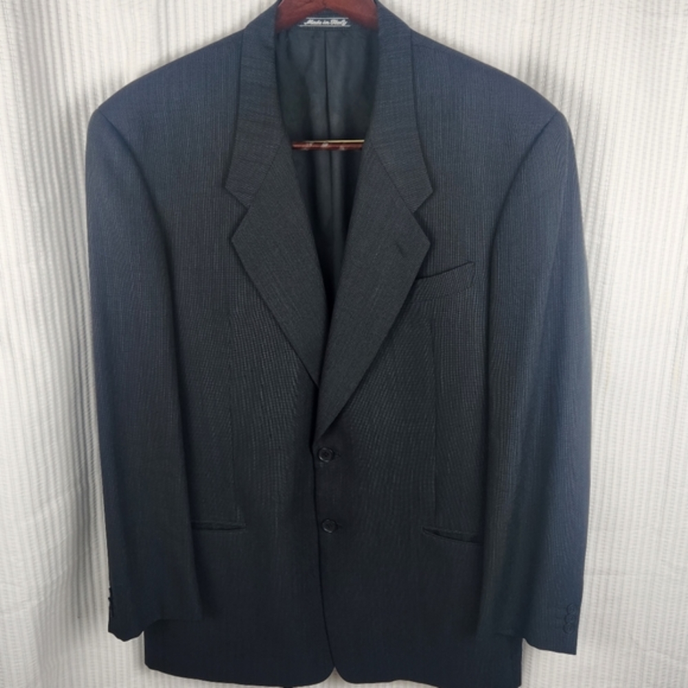 Giorgio Armani Le Collezioni Virgin Wool‎ Gray Stripe Blazer Suit Jacket 43 L